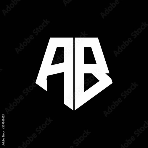 AB logo monogram with pentagon shape style design template
