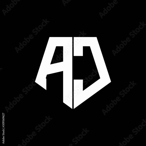 AC logo monogram with pentagon shape style design template