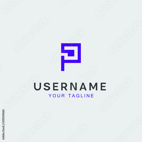 letter p minimalist logo template