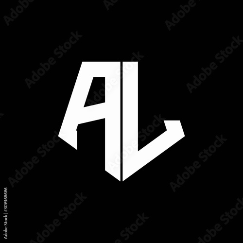 AL logo monogram with pentagon shape style design template