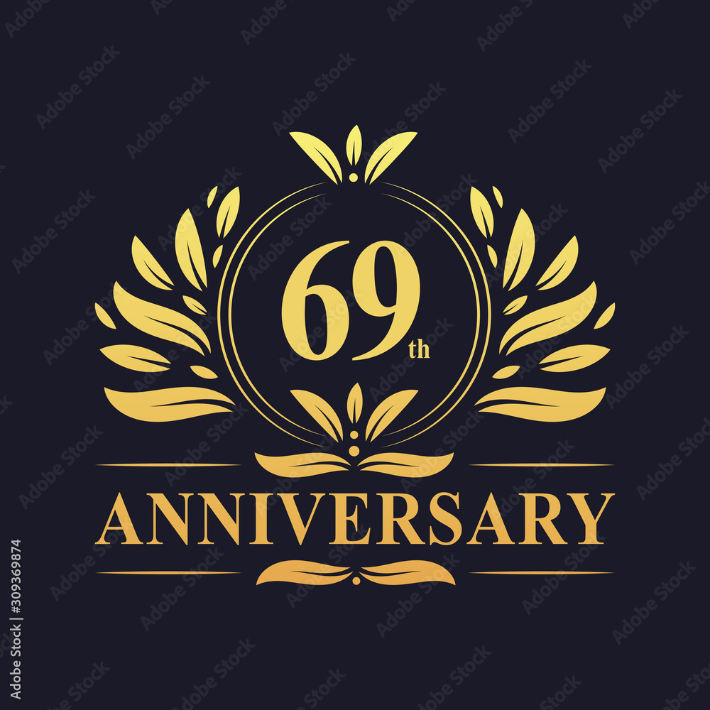 69th Anniversary logo, luxurious golden color 69 years Anniversary logo design celebration. 69th Anniversary logo, luxurious golden color 69 years Anniversary logo design celebration.