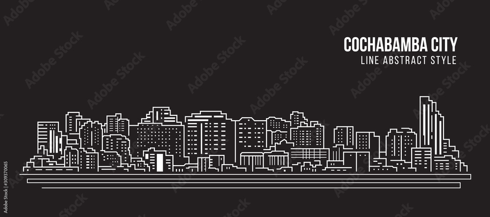 Cityscape Building panorama Line art Vector Illustration design - Cochabamba city