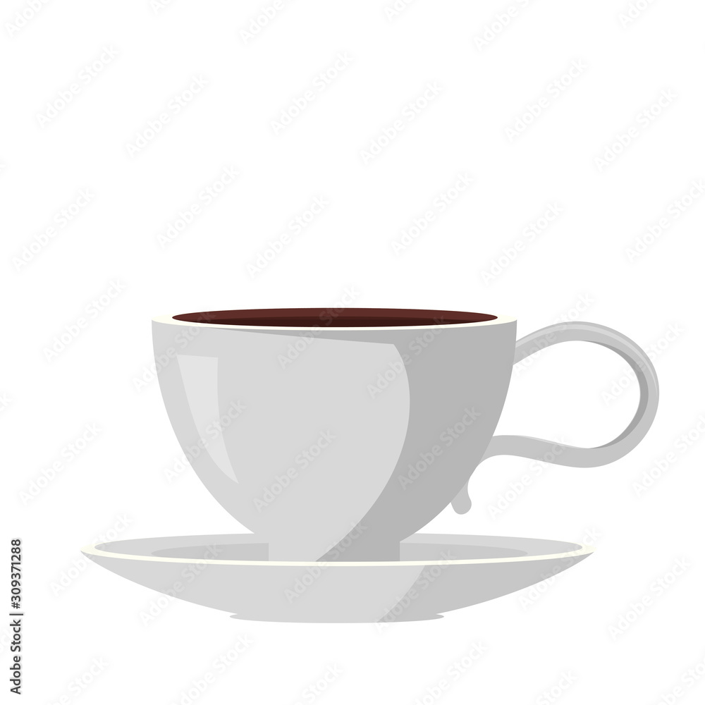 Cup with fresh brown coffee americano on white Cup with fresh brown coffee americano on white