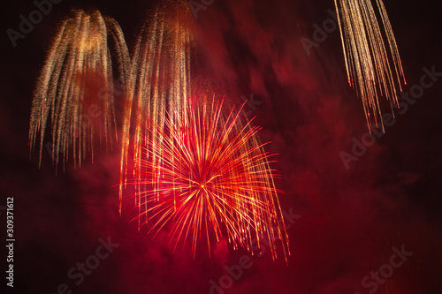 Red and golden fireworks