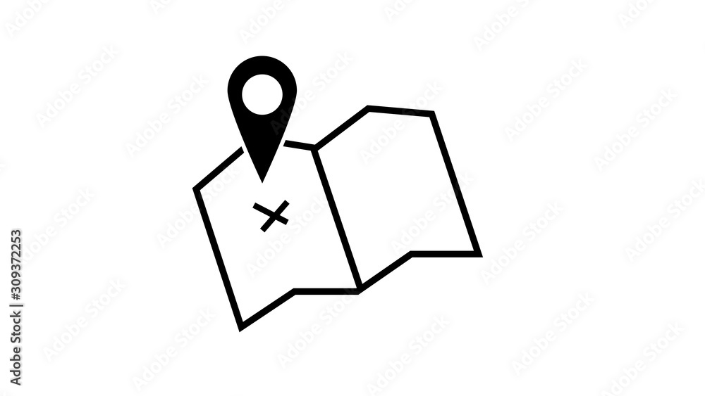 Map icon isolated on white background Map icon isolated on white background