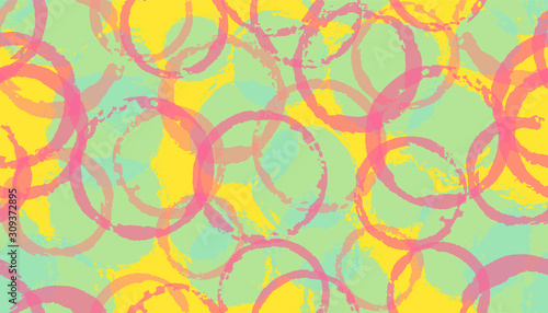 Creative painted circles geometry fabric print. Round shape splotch overlapping elements vector 