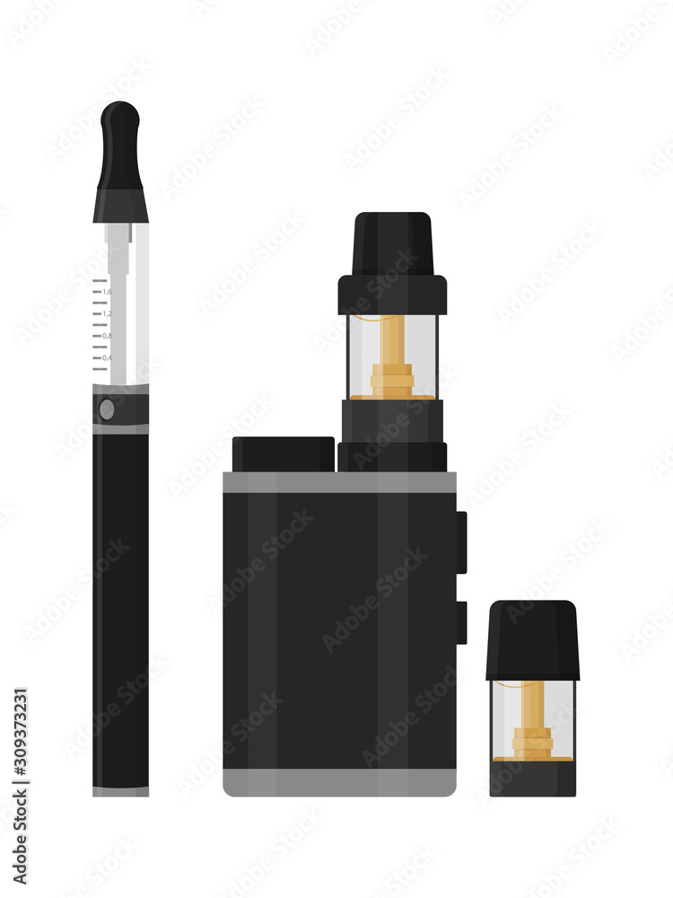 Obraz premium Vaping device accessories set isolated on white