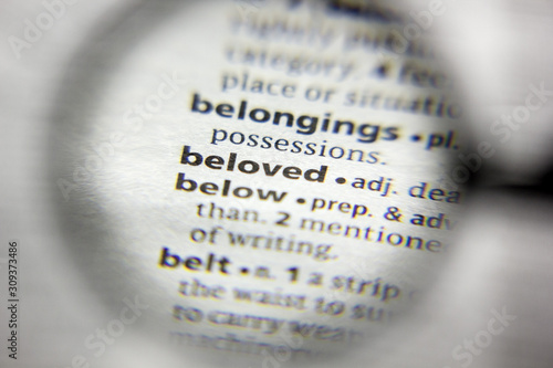 Canvas Print The word or phrase beloved in a dictionary.
