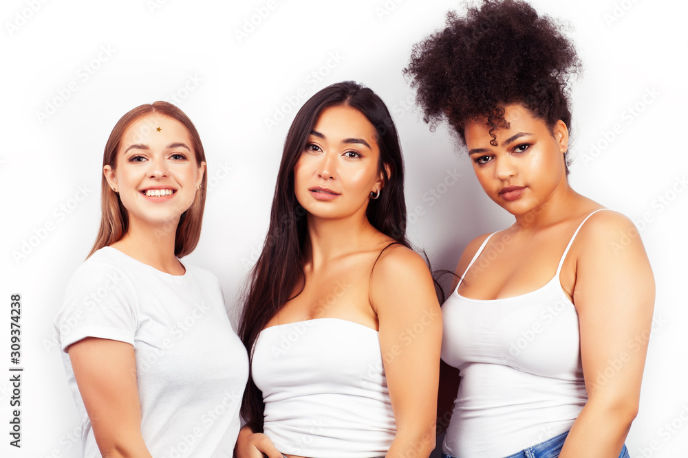 diverse multi nation girls group, teenage friends company cheerful having fun, happy smiling, cute posing isolated on white background, lifestyle people concept, african-american, asian and caucasian diverse multi nation girls group, teenage friends company cheerful having fun, happy smiling, cute posing isolated on white background, lifestyle people concept, african-american, asian and caucasian