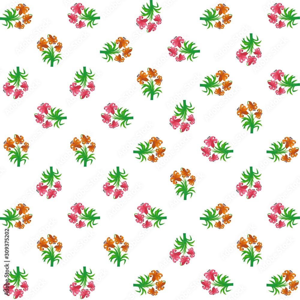 The Amazing of Beautiful Orange and Pink Flower Illustration, Pattern Wallpaper The Amazing of Beautiful Orange and Pink Flower Illustration, Pattern Wallpaper