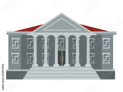 Flat court or government building with six pillars