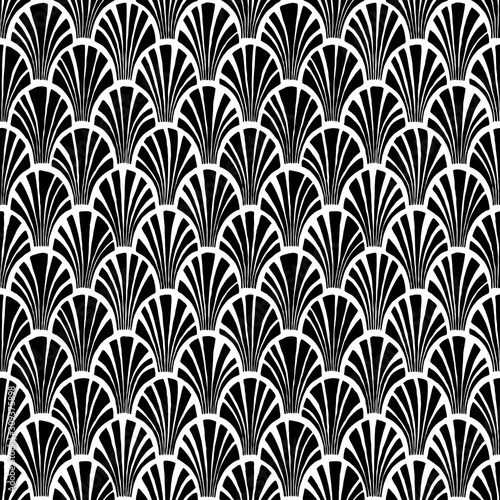 Seamless wavy black and white pattern. Print for textiles. Vector illustration.