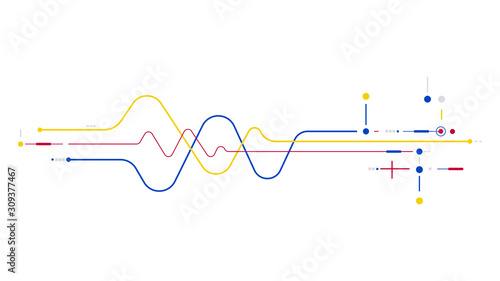 Digital data wave network elements abstract background