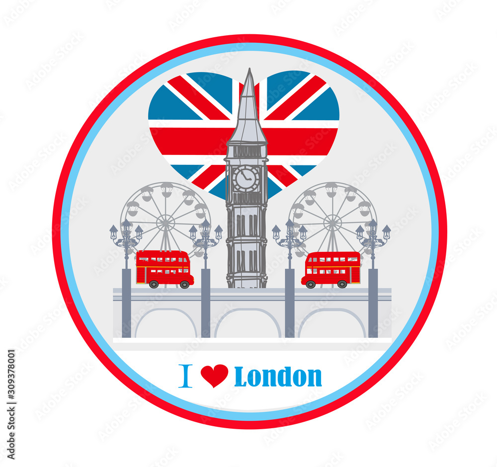 round avatar with icons of London round avatar with icons of London