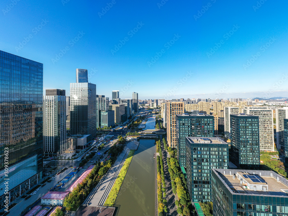 Naklejka premium city skyline in bingbo china