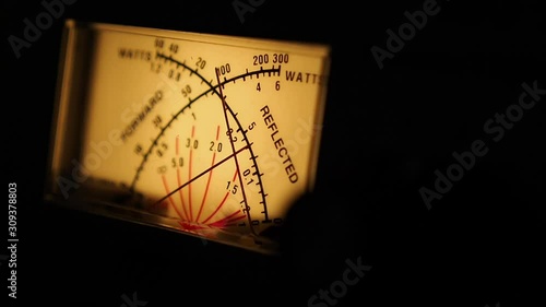 Cross Needle Wattmeter measuring SWR and output power simultaneously. Side view. photo