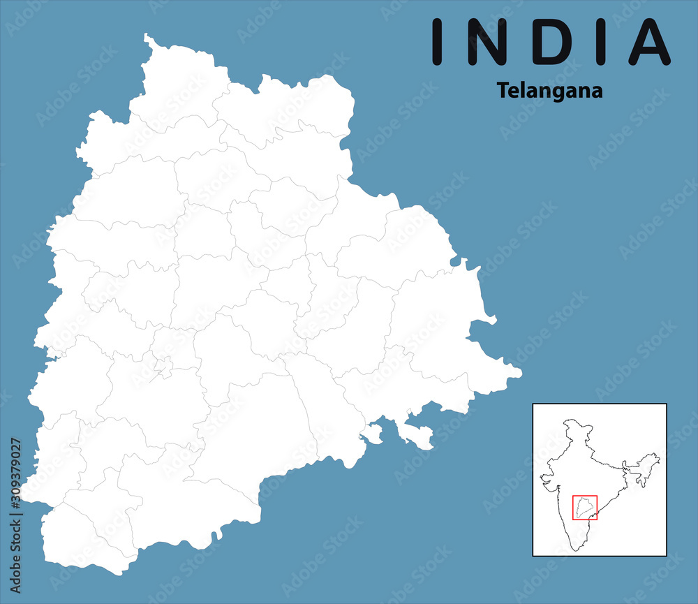 vector illustration of Telangana map outline
