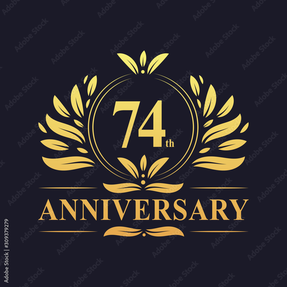 74th Anniversary logo, luxurious golden color 74 years Anniversary logo design celebration. 74th Anniversary logo, luxurious golden color 74 years Anniversary logo design celebration.