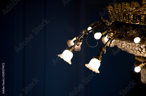 luminous chandelier on a blue background