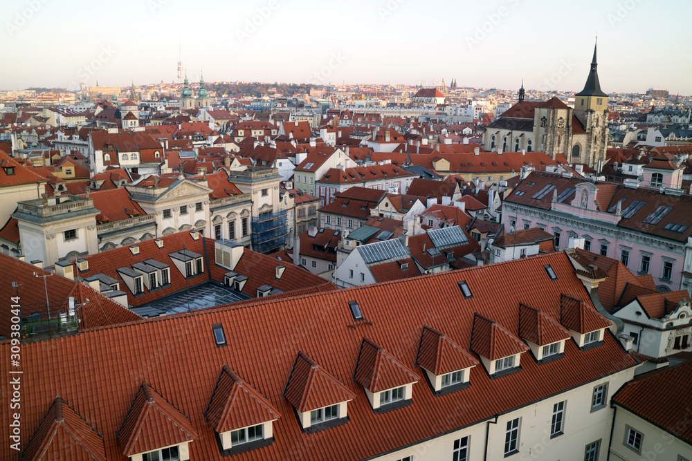 Obraz premium プラハのクレメンティヌム天文塔からの眺め