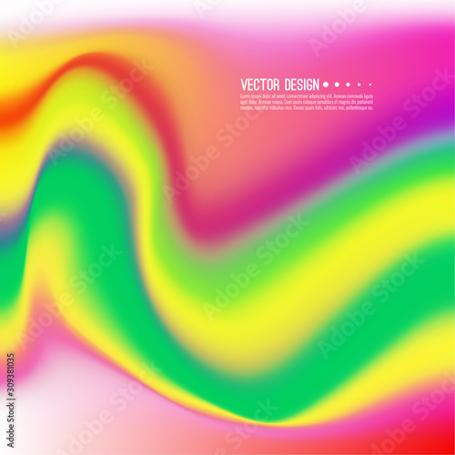 Trendy fluid gradient background. Colorful abstract liquid backdrop. Vector illustration with multicolored distorted wave.
