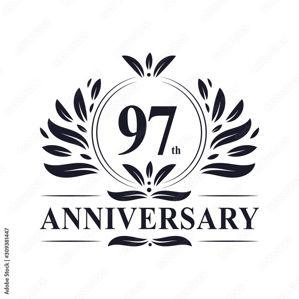 97th Anniversary celebration, luxurious 97 years Anniversary logo design. 97th Anniversary celebration, luxurious 97 years Anniversary logo design.