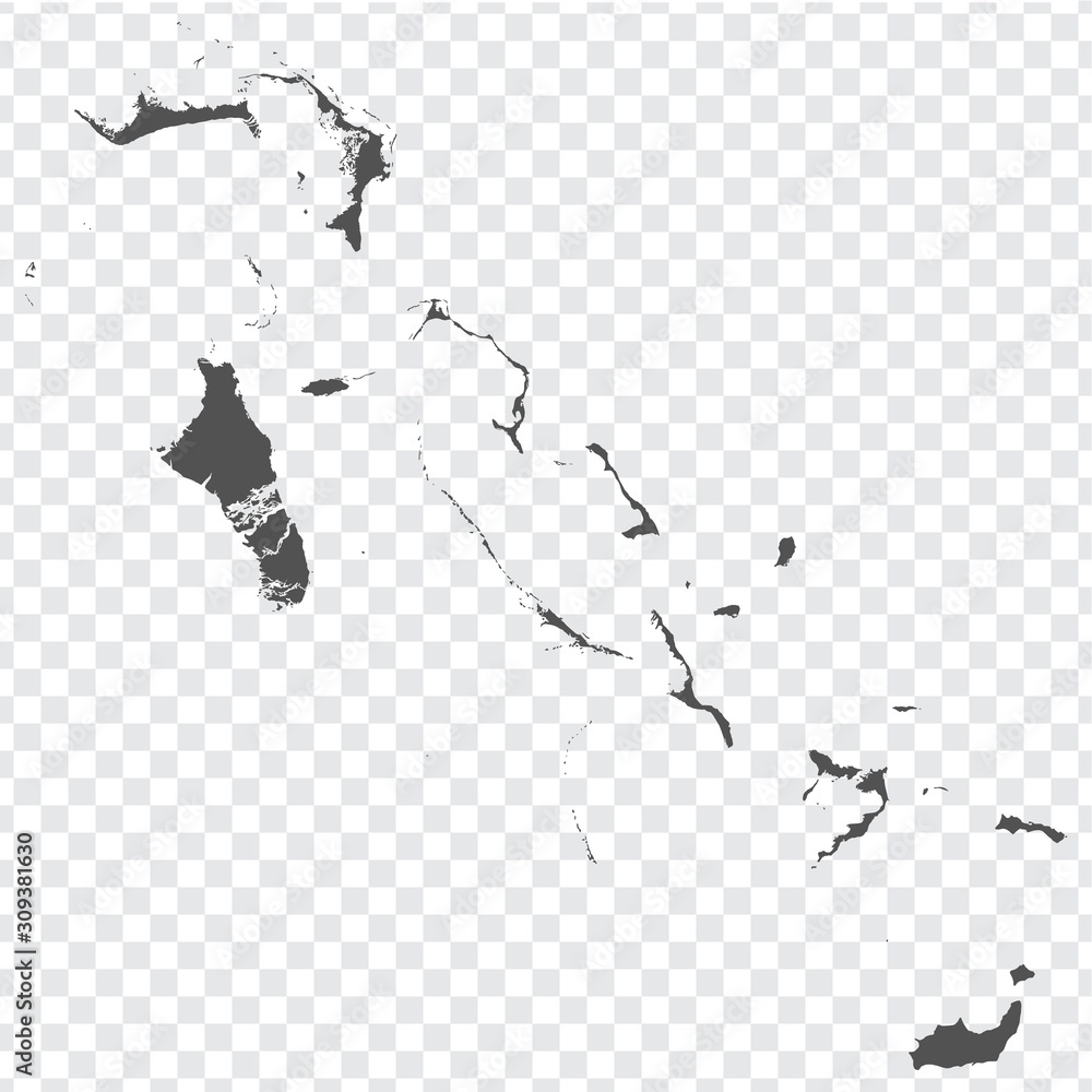 Blank map of Bahamas. High quality map Commonwealth of The Bahamas with provinces on transparent background for your web site design, logo, app, UI. America. EPS10. Blank map of Bahamas. High quality map Commonwealth of The Bahamas with provinces on transparent background for your web site design, logo, app, UI. America. EPS10.