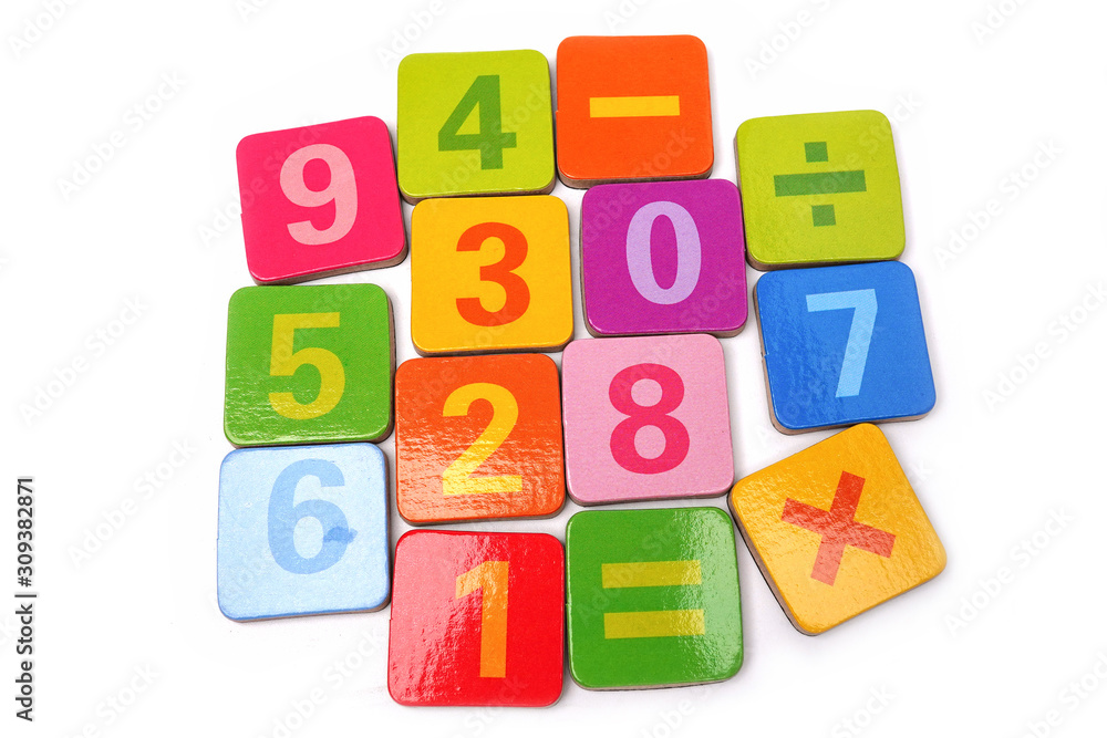 Math Number colorful on white background : Education study mathematics learning teach concept.. Math Number colorful on white background : Education study mathematics learning teach concept..