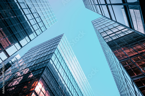 Photography Corporate office building facade and sky - business concept -