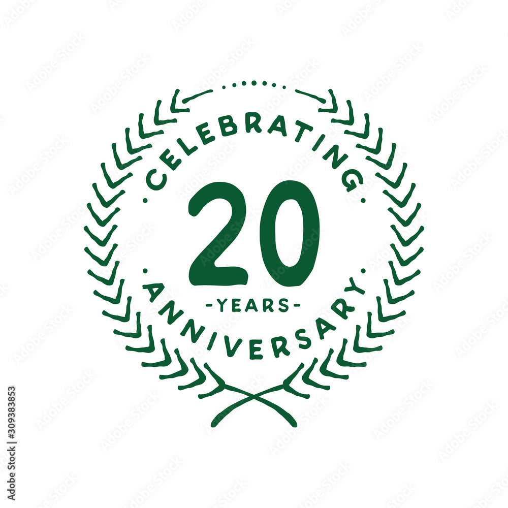 20 years design template. 20th logo. Vector and illustration. 20 years design template. 20th logo. Vector and illustration.