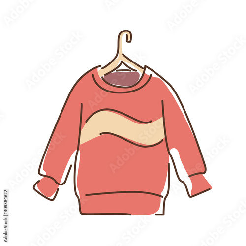 Pullover color line icon. A piece of woollen clothing that covers the upper part of body and arms. Pictogram for web page, mobile app, promo. UI UX GUI design element. Editable stroke.