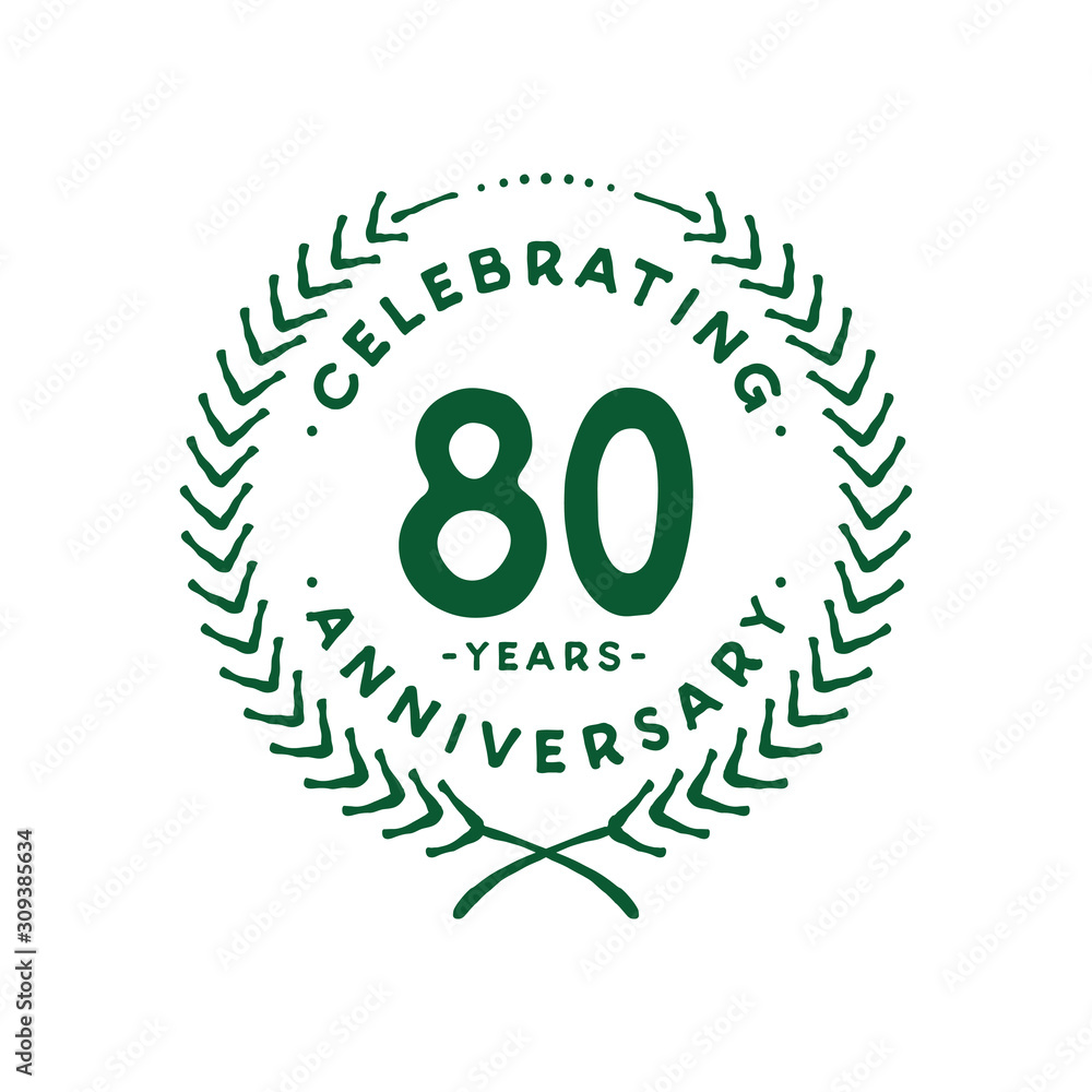 80 years design template. 80th logo. Vector and illustration. 80 years design template. 80th logo. Vector and illustration.