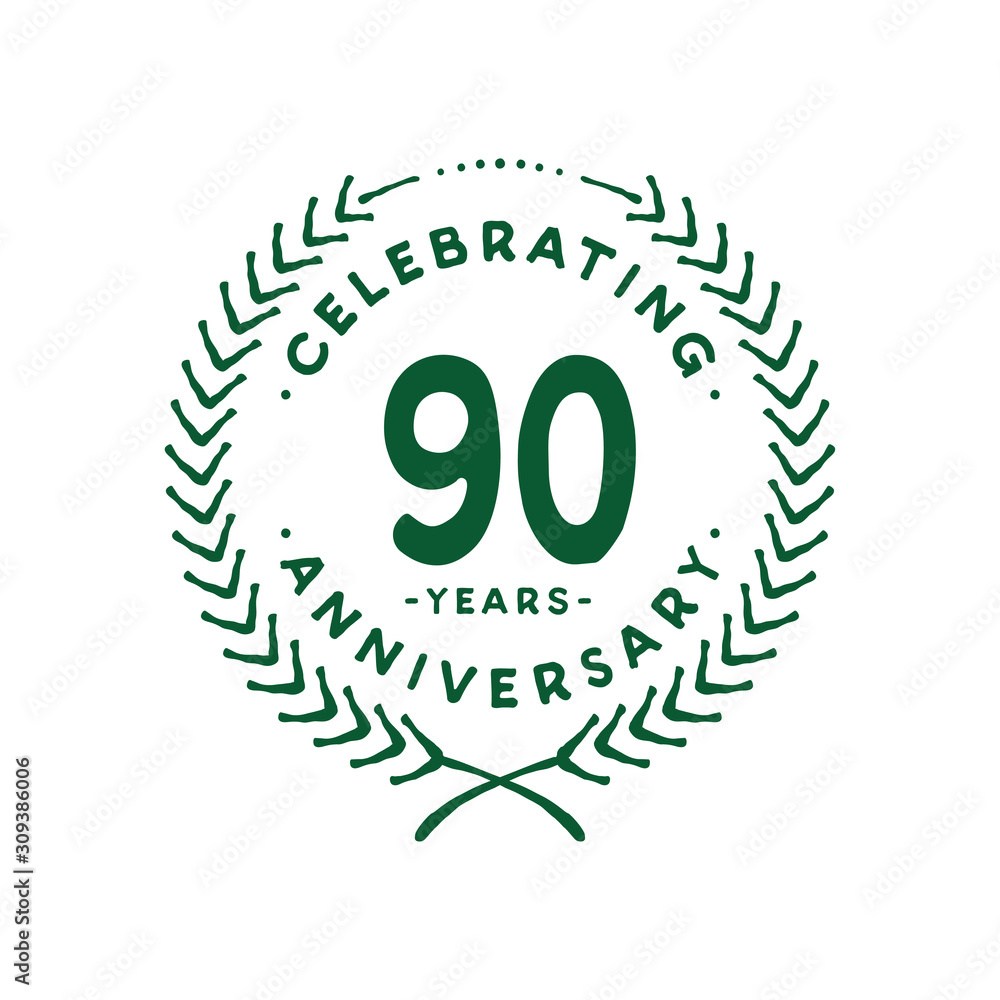 90 years design template. 90th logo. Vector and illustration. 90 years design template. 90th logo. Vector and illustration.