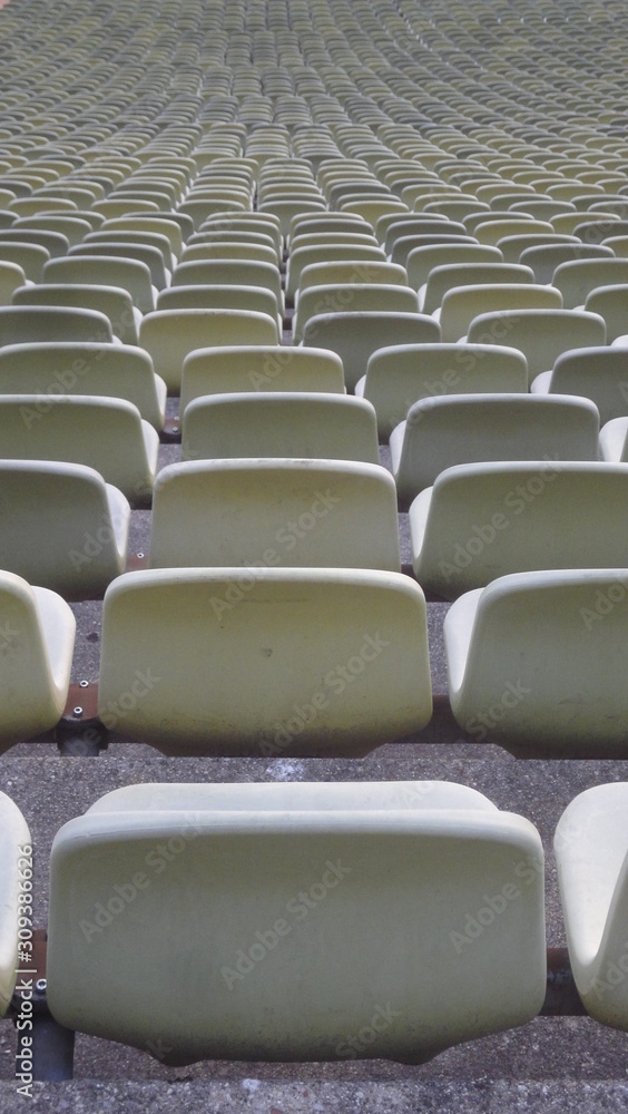White green seats in stadium White green seats in stadium