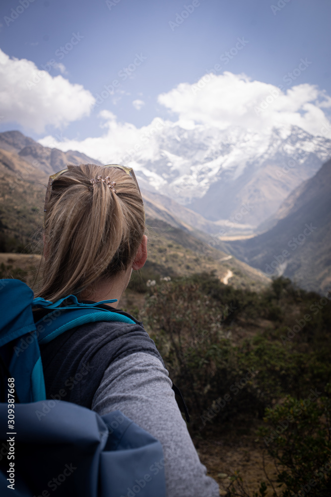 woman on top of mountain