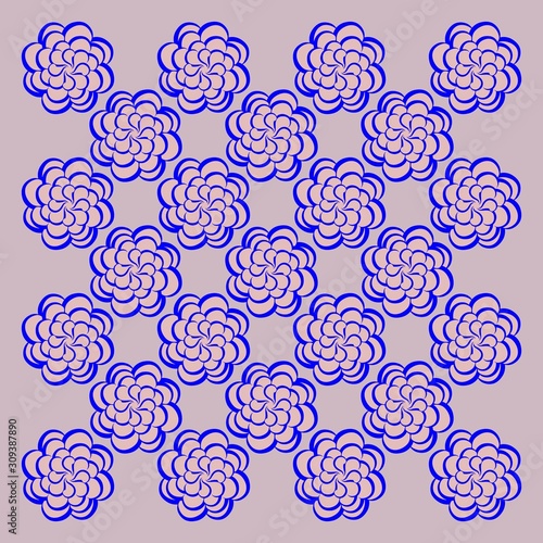 floral pattern in lilac and blue . design of tiles, floor coverings