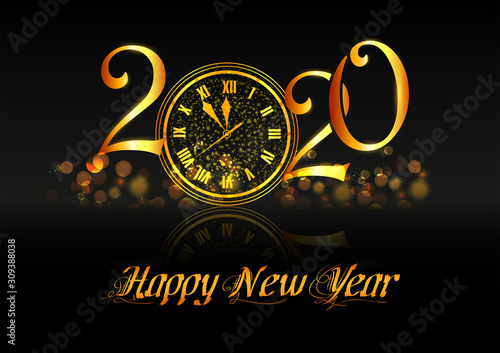 illustration of Abstract glossy background for Happy New Year 2020 greeting disco party celebration banner template