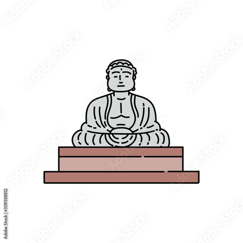 Stone Buddha statue icon isolated on white background