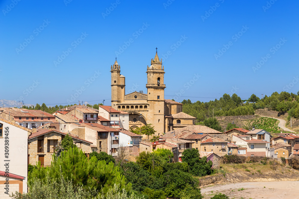 Elciego, Spain. View of the city and the old church