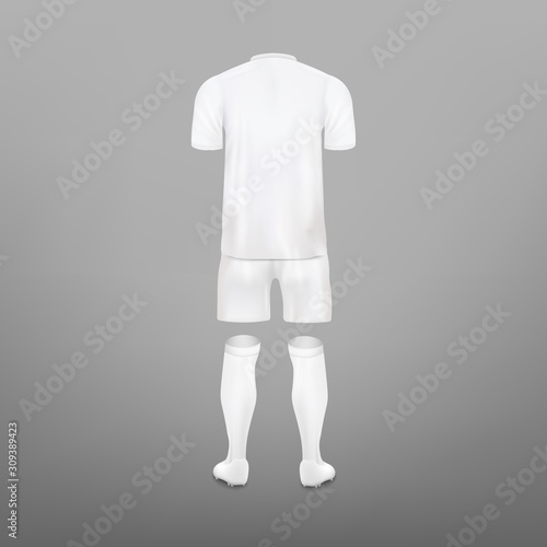 Realistic soccer or football uniform back template vector illustration isolated.