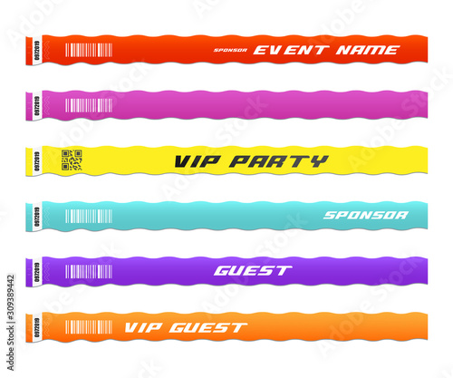 Various wrist bracelets or wristbands, realistic vector illustration isolated.