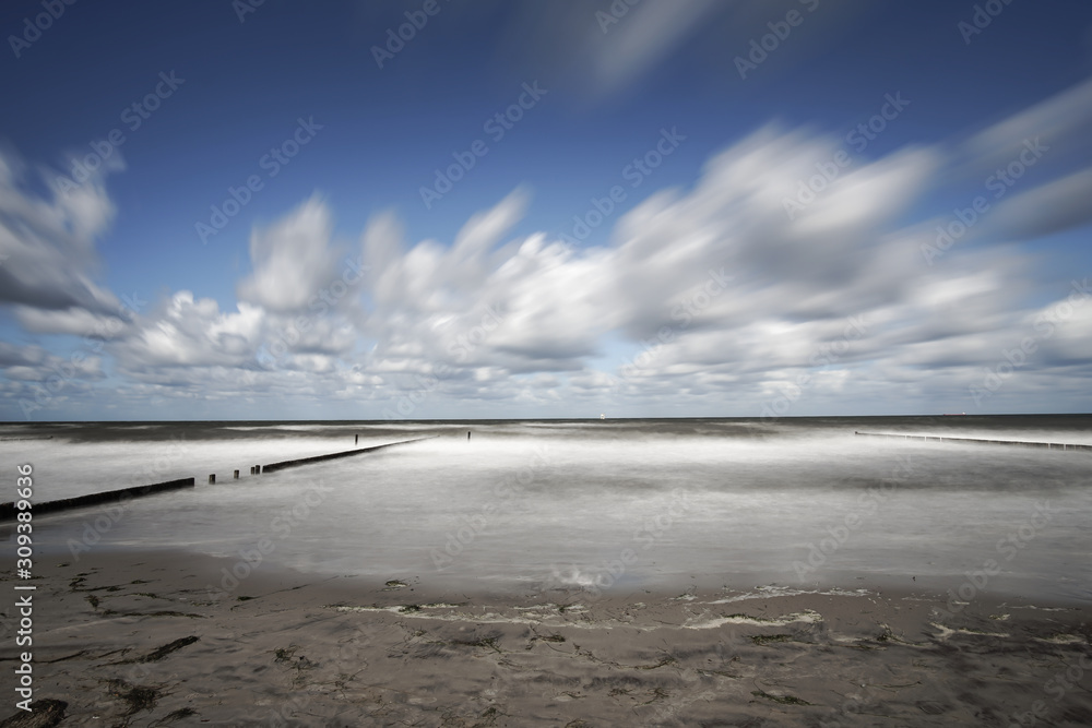 Baltic seaside, cloudy sky, long exposure Baltic seaside, cloudy sky, long exposure