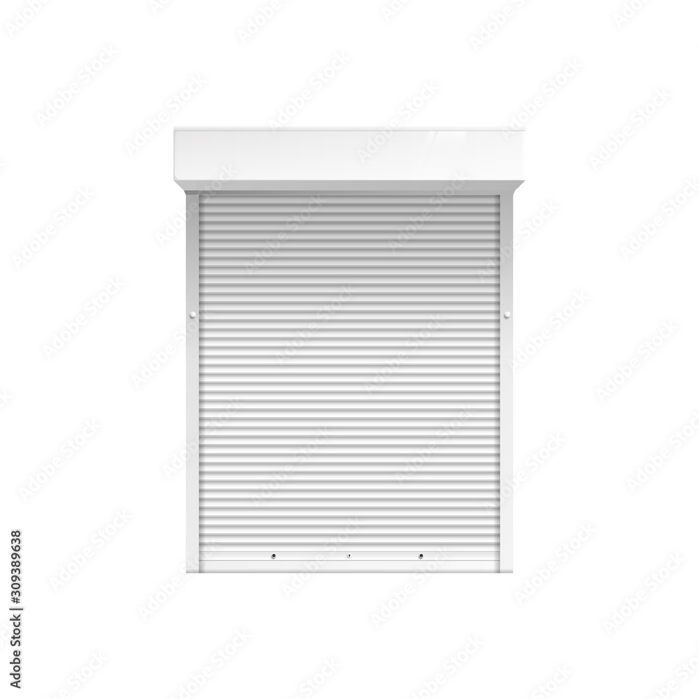 Window with roll up shutters or blinds 3d vector illustration mockup isolated. Window with roll up shutters or blinds 3d vector illustration mockup isolated.