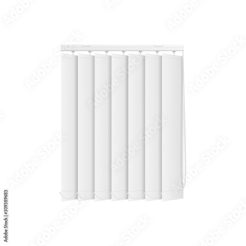 Window plastic or textile blinds realistic vector illustration mockup isolated.