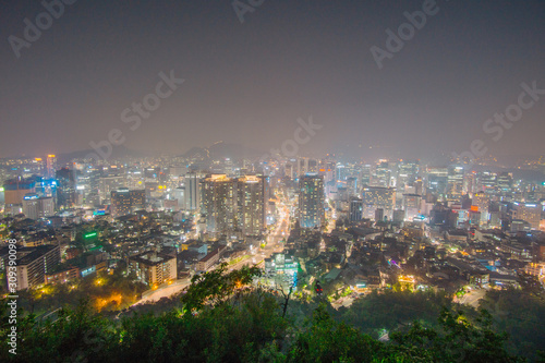 Night view of downtown of Seoul, South Korea. 