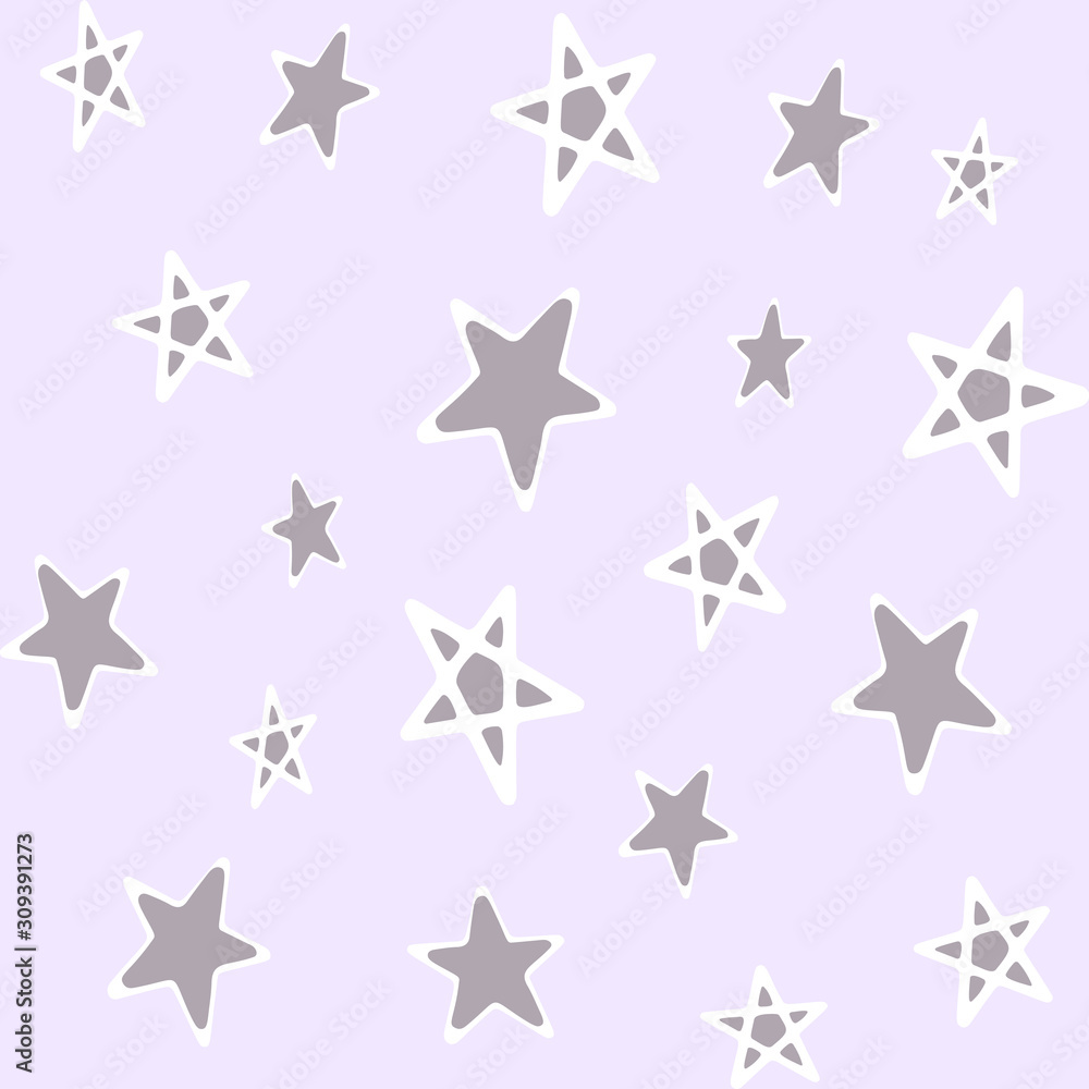 Festive multicolored pattern with stars in a cute style.