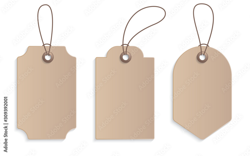 Realistic craft paper price tag stock vector illustration. Cardboard ...