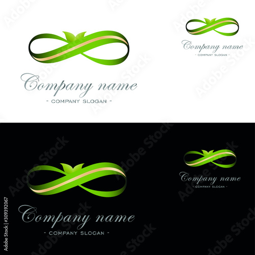 logo ribbon infinity,preium logo,natural,bow,logo wstęga,logo kokarda, logo nieskończoność photo