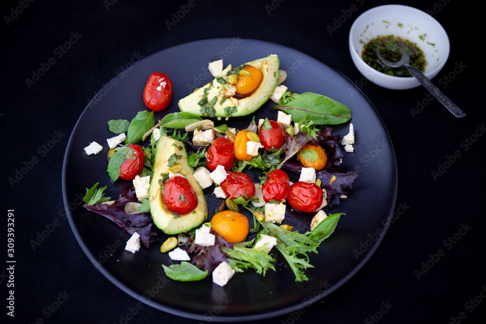 Avocado and Tomato Salad with Feta Cheese