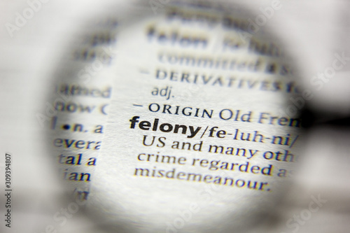 The word or phrase Felony in a dictionary.